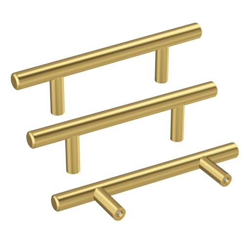 Haidms 20 Pack 3 Inch Gold Cabinet Handles Brass Kitchen Pulls - size: 3" Hole Center