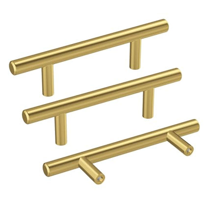Haidms 20 Pack 3 Inch Gold Cabinet Handles Brass Kitchen Pulls - size: 3" Hole Center
