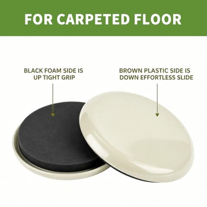 Furniture Sliders for Carpet - Yelanon 16 PCS 3.5" Furniture Moving Pads - size: 16pcs Beige 3.5"