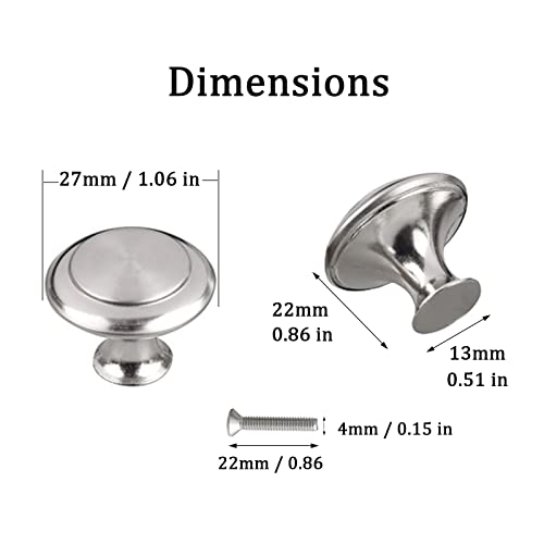 12PCS Cabinet Knobs, Silvery Cabinet Pulls Cabinet Knobs Inway, Round Drawer Knobs Cabinet Hardware with Screws, for Kitchen Bedroom Furniture - color: Silver