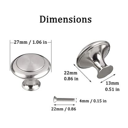 12PCS Cabinet Knobs, Silvery Cabinet Pulls Cabinet Knobs Inway, Round Drawer Knobs Cabinet Hardware with Screws, for Kitchen Bedroom Furniture - color: Silver