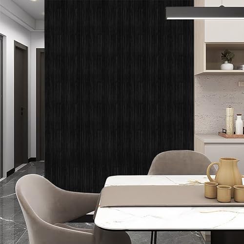 Black Grasscloth Peel and Stick Wallpaper Texture Contact Paper A Set of 15.7" X 480" Self-Adhesive Linen Removable Wallpaper Cabinets Counter Top Liners - color: Black, size: 15.7" x 480"