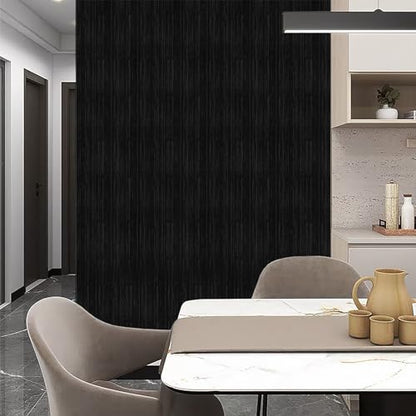 Black Grasscloth Peel and Stick Wallpaper Texture Contact Paper A Set of 15.7" X 300" Self-Adhesive Linen Removable Wallpaper Cabinets Counter Top Liners - color: Black, size: 15.7" x 300"