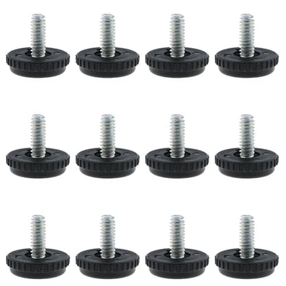 MEETOOT 12PCS Screw in Threaded Furniture Leveler Furniture Leveling Feet 1/4-20 Furniture Adjustable Non Slip Feet for Furniture Table Chair Cabinet and Bathroom Cabinet