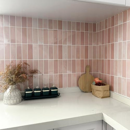 Alwayspon 12×12inch×10Pcs 2.5mm Thick Version Pink Marble Style 3D Vinyl Backsplash Tiles, Self-Adhesive Peel and Stick Wall Tile Stickers Stick on Subway Tiles for Kitchen Bathroom Wall - color: Pink