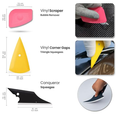 Vinyl Wrap Tool Kit Car Wrap Kit Vehicle Wrapping Tools with Felt Squeegee Utility Knife Magnetic Holders Gloves PPF Tools Stick Tucking for Wraps Automotive Window Tint Tool Installation