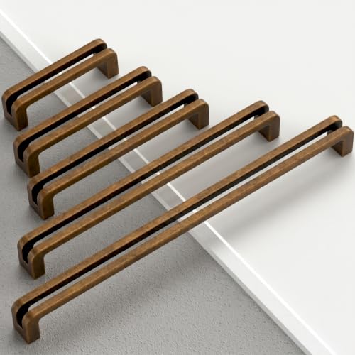 10 Pack Antique Brass Cabinet Pulls 3 Inch(76mm) Kitchen Cupboard Handles Solid Heavy Duty Zinc Alloy Drawer Pulls - color: Antique Brass, size: 3" Hole Center