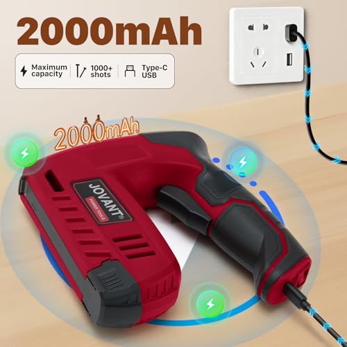 Electric Staple Gun with 3000 Staples 650 Nails, Upholstery Staple Gun for Wood Crafts Carpentry Decoration DIY, 4V 2 in 1 Cordless Brad Nailer Fits 18GA 1/4"-1/2" Nails and 22GA 3/16"-3/8" Staples