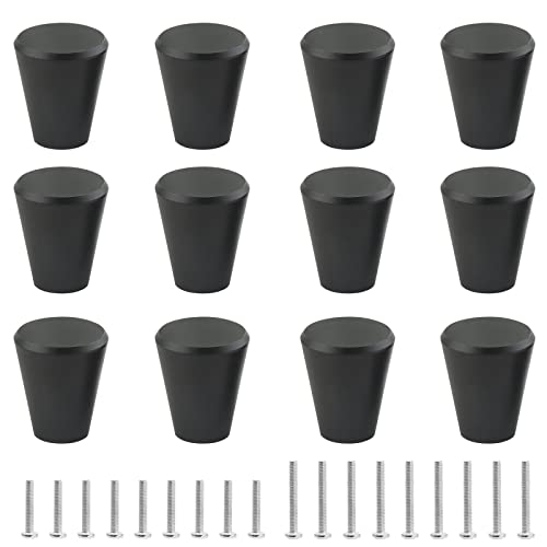 Uenhoy 12 Pack Cone Shaped Cabinet Knobs Aluminum Alloy Pulls Black - color: Black