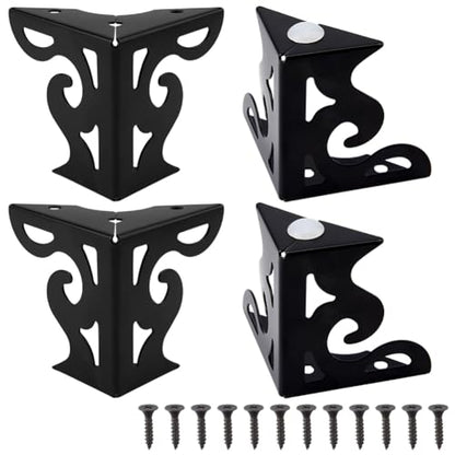 CRASPIRE 4Pcs Hollow Out Furniture Legs 3.15 Inch Set Black Artistic Metal Sofa for Table Cabinet Legs Dresser Feet Triangle Couch Shelf Repair Restoration Replacement Bookcase Wardrobe Bed - color: 4 Sets Black