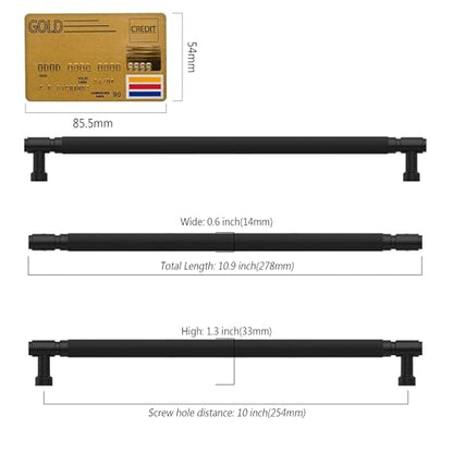 Amerdeco 10 Pack Matte Black knurled Cabinet Pulls 10" - color: Matte Black, size: 10" hole center