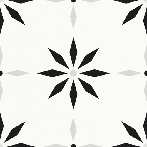 Peel and Stick Floor Tile, 7.9"x7.9" Vinyl Flooring for Bathroom Kitchen, Waterproof Non-Slip Durable Self-Adhesive Easy DIY Removable - color: black white gray