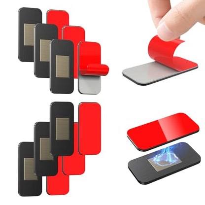 PHIXBEAR 6-Pack No-Drill Invisible Magnetic Cabinet Catches, Stainless Steel with Strong Adhesive for Kitchen, Bathroom & Closet Drawers Black - color: Black