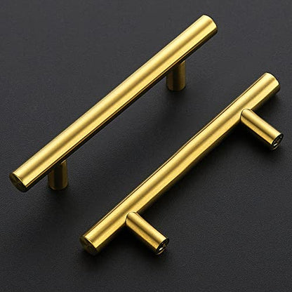 Ravinte Brushed Brass Cabinet Handles, 5 Pack Drawer Pulls, 3-1/2 in - size: 3-1/2 Inch Hole Centers
