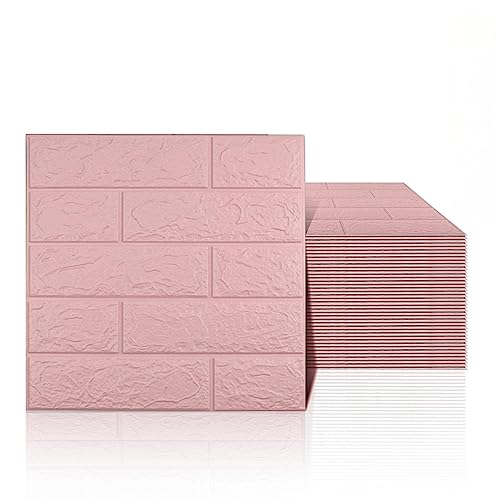 3D Wall Panels Peel and Stick, 58 Sq Ft Coverage, Faux Brick Pink - color: Pink, size: 58 Sq Ft Coverage