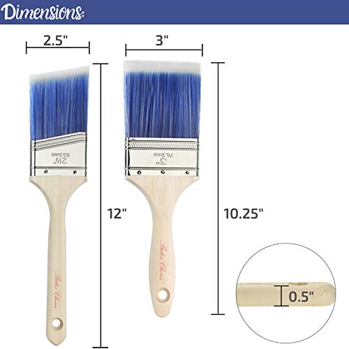Bates - 2 Pack, Wood Handle, Paint Brushes Set, Professional House, Trim, Sash Paint Brush - color: Wood Handle Angle/Flat, size: 2 Pack, 2.5” & 3”