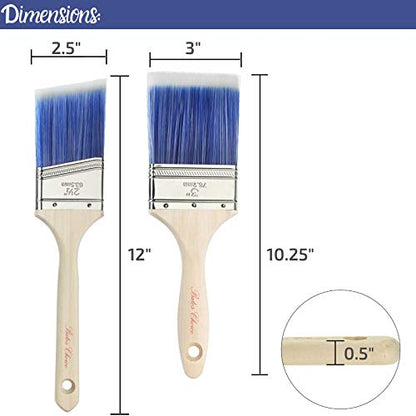 Bates - 2 Pack, Wood Handle, Paint Brushes Set, Professional House, Trim, Sash Paint Brush - color: Wood Handle Angle/Flat, size: 2 Pack, 2.5” & 3”