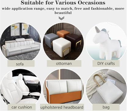 CDY Marine Vinyl Faux Leather: Soft Waterproof Faux Leather Fabric 54"x 36" - color: White