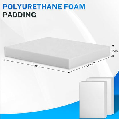 Polyurethane Foam Padding, 2 PCS 16 x 12 x 1 Inch White Soft Cuttable Packing Foam Inserts for Cases, Furniture, Automotive and Packaging - color: White, size: 16x12x1 2P