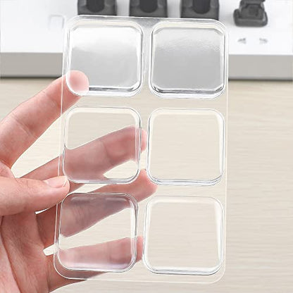 Transparent Square Door Stopper Wall Protector Set - 6-Piece - size: 4 cm Square (6 pcs)