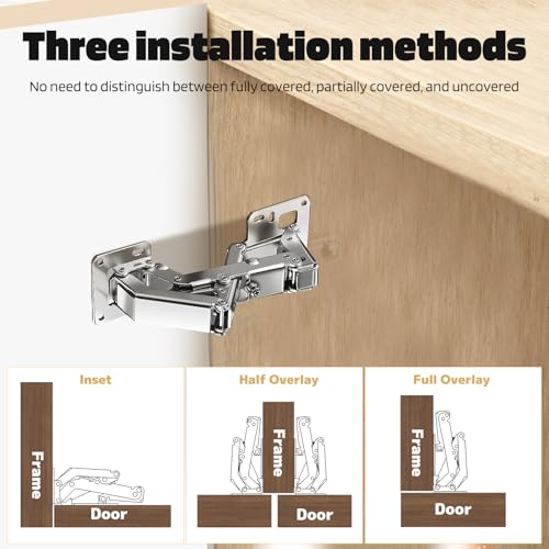 4 Pack 170° Soft Close Cabinet Hinges Frameless Hidden Hinge for Kitchen - color: 4 Pack 170°