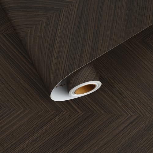 Dark Wood Grain Contact Paper Peel and Stick Chevron Wood Self Adhesive Wallpaper for Living Room Kitchen Wood Contact Paper for Cabinets Countertops Drawers Shelves Wood Vinyl Wrap 17.7" x 120" - color: Dark Herringbone