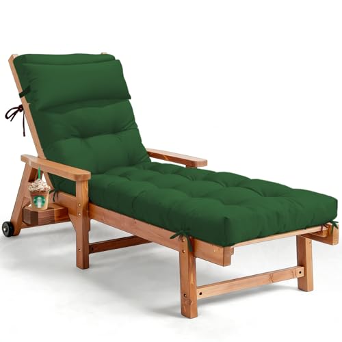 76 x 22 x 4.7 Waterproof Chaise Lounge Chair Cushion Outdoor Green - color: Green, size: 1 Pack