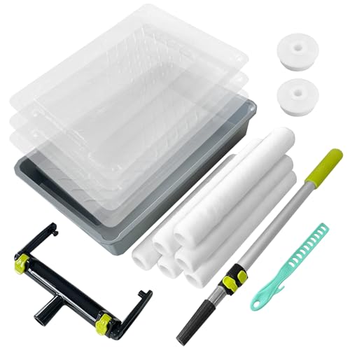 15 Pcs 18" Paint Roller Kit with Extension Pole, Adjustable Roller Frame