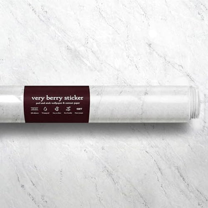 Very Berry Sticker Marble Contact Paper (White, 24" x 118", 2 Pack) - color: White, size: 24" x 118" (2-pack)