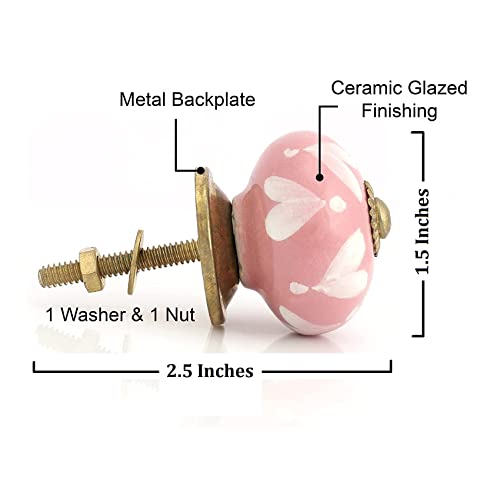 Drawer Knobs - Handmade Ceramic Dresser Pull Handle Kitchen Cabinets Countryside Farmhouse Boho Decor Furniture Hardware - Pink Heart - Pack of 4 - color: Pink Heart