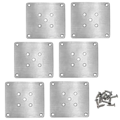 6PCS 9x9cm(3.54"x3.54") Furniture Leg Mounting Plates, Metal Flat T-Plate Connector Bracket with Screws for Sofa Chair Cabinet Table Leg Repair Replacement DIY - size: 3.54"x3.54"