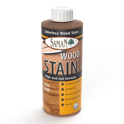 SamaN Interior Water Based Wood Stain - Natural Stain for Furniture, Moldings, Wood Paneling, Cabinets (Hop TEW-204-12, 12 oz) - color: Hop, size: 12 oz