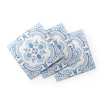 30 Pack, 4x4 Inch Classic Portuguese Azulejo Tile Decals, Blue and White Peel and Stick Vinyl for Backsplash, Stairs & Furniture (Light Blue) - color: Light Blue