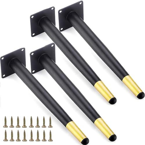 4pcs 9 7/8 inch (25cm) Black & Gold Metal Furniture with Level Feet - color: Black Gold, size: 9 7/8 inch