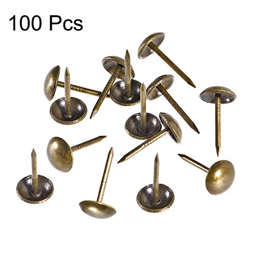 uxcell Upholstery Nails Tacks 9mm Dia 17mm Height Retro Round Thumb Push Pins Bronze Tone for Furniture Sofa Headboards, 100 Pcs - size: 9mm x 17mm