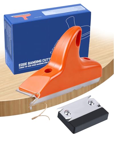 2PCS Edge Banding Trimmer, 3-in-1 Edge Banding Cutter with Sharp Stainless Steel Blades and Grip, Hand Planes Woodworking Trimmer Tools for Wood Veneer DIY PVC ABS on Straight Curved Chamfered Edges