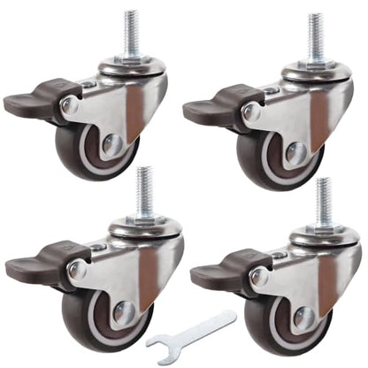 1.5" Thread Caster 5/16"-18UNC x 1" Stem Set of 4 All Brake Quiet Wheels - size: 1.5" Caster 5/16in Stem