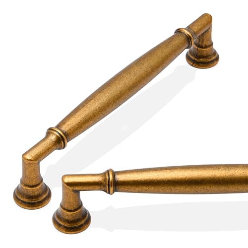 10 Pack Antique Brass Cabinet Pulls 5 Inch(128mm) Kitchen Cabinet Handles Cabinet Hardware for Drawer Pulls - color: Antique Brass, size: 5" Hole Center