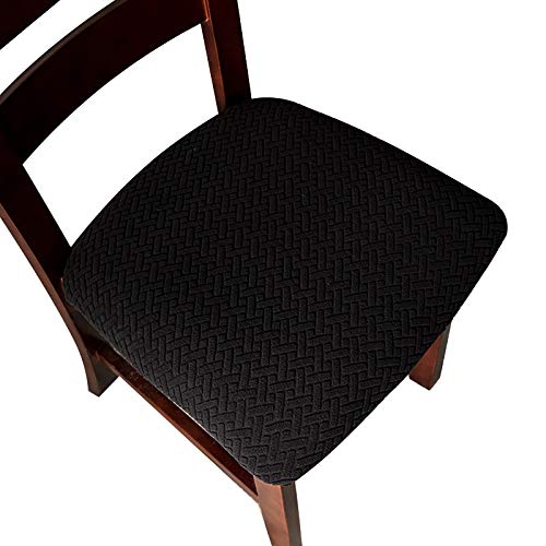 Genina Seat Covers for Dining Room Washable Chair Seat Slipcovers Set of 4 - color: Black, size: 16-20in Not waterproof