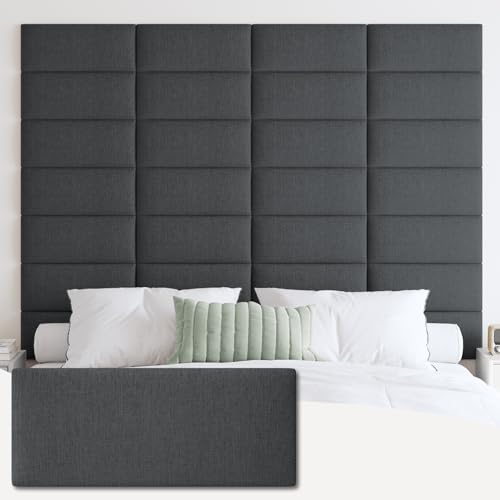IFNOW Wall Mounted Headboard, Peel and Stick Panels, Black, Queen - color: Fabric-black, size: Twin