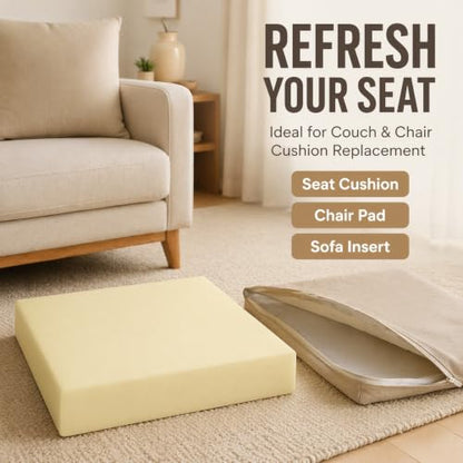 Nigoone Upholstery Foam Cushion, 3x24x24 Inch, High Density, Square Replacement Foam for Couch, Chair Seat Padding, Custom Pillow and Craft Foam - size: 3x24x24 inches