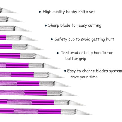 Mudder 15 Pack Exacto Knife Set, Craft Knives Hobby Knife, Purple - color: Purple