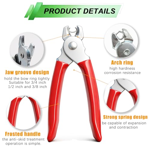 285 pcs Hog Rings with Straight Hog Ring Pliers Kit 3/4" 1/2" 3/8 "Galvanized Hog Rings for Animal Pet Cages、Ropes、Bagging、DIY Craft、Furniture (Pack of 2) - color: Red, size: 285PCS-Straight (Pack of 2)