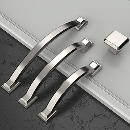Amerdeco 10 Pack Brushed Satin Nickel Cabinet Pulls 6.3" - color: Brushed Satin Nickel, size: 6.3" hole center