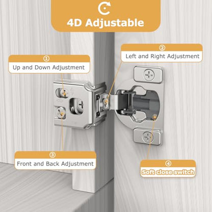 Furniware 50 Pieces 1-1/4" Overlay Concealed Face Frame Hinges - color: 50 Pieces, size: 1-1/4 Inch