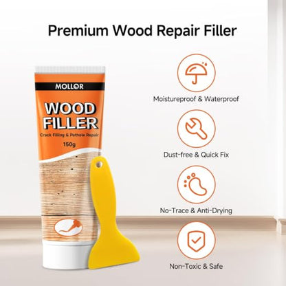 2 Pack White Wood Filler Putty, 10.5oz Wood Repair Compound - color: White, size: 300g