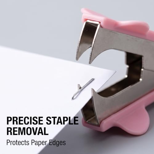 Pink Stapler Removal Tool, Staple Puller, Modern Plastic Stapler Remover with Non-Slip Handle, Ideal for Students, Teachers, Home and School