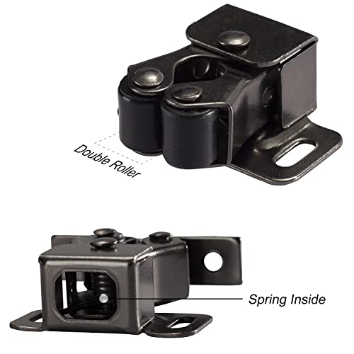 Keenkee Cabinet Latch Double Roller Catch, Black Nickel, 4 PCS - color: BlackNickel 4ps