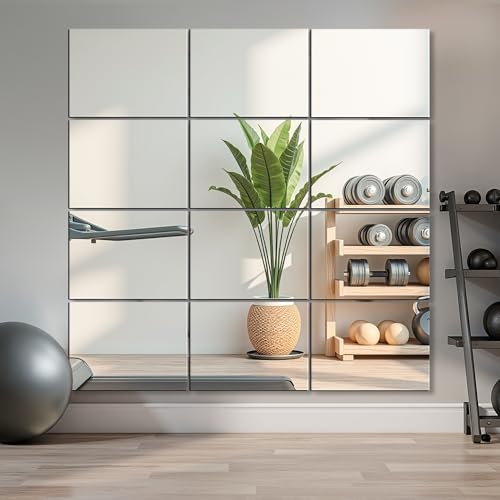Delma Frameless Mirror Tiles 16"x12"x12 Pcs Wall Mounted - size: 16''x12''-12PCS
