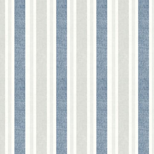 Vinjiasin Peel and Stick Striped Wallpaper Beige and Blue – Removable Self Adhesive Neutral Stripe Contact Paper for Bedroom Living Room Nursery Renter Friendly,17.3"x120" - color: Navy Blue&Gray, size: 17.3" x 120"